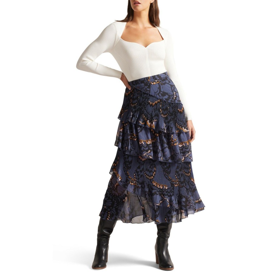 Women Ted Baker | Ted Baker Furela Midi Skirt For Skirts Colour Navy