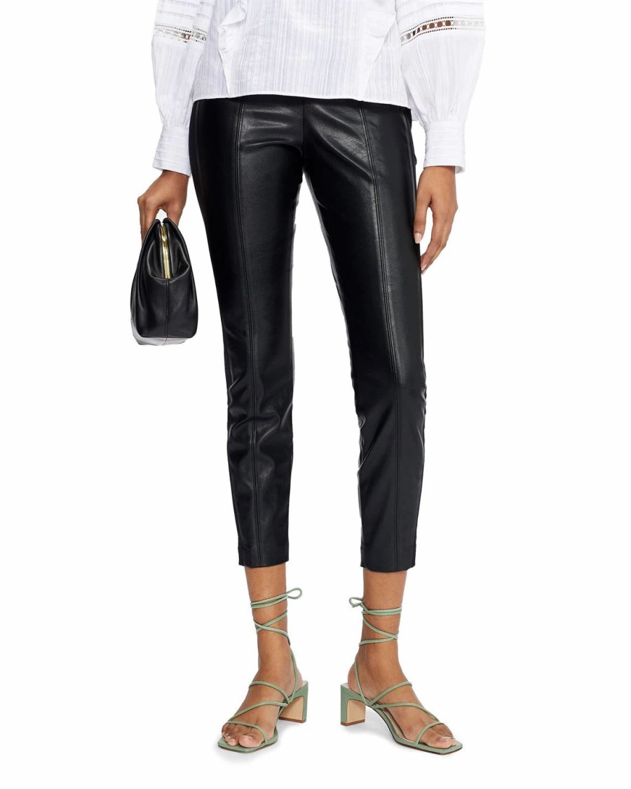 Women Ted Baker | Ted Baker Vllada Leather Pants For Trousers Colour Black