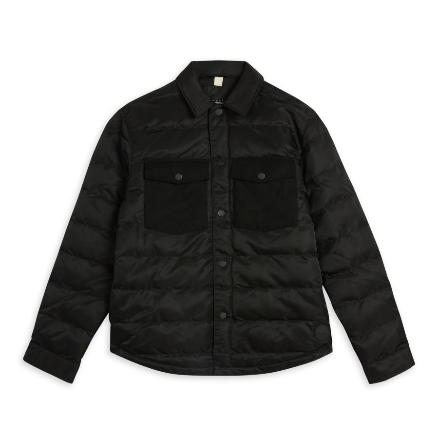 Men Ted Baker | Ted Baker Velocity Quilted Over Shirt For Big & Tall Coats & Jackets Colour Black