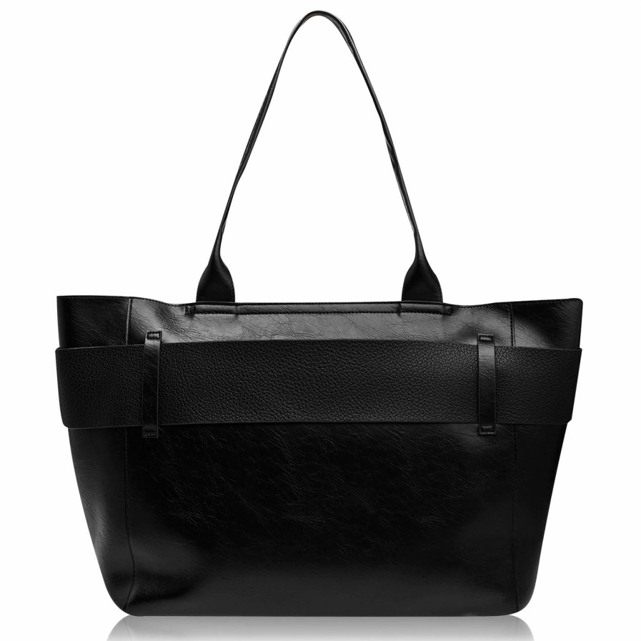 Bags & Luggage Ted Baker | Ted Baker Pu Large Tote Bag For Handbags Colour Black