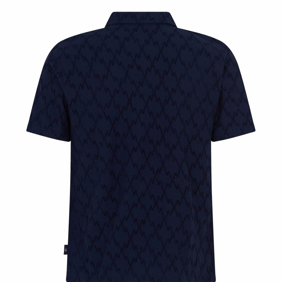 Men Ted Baker | Ted Baker Coram Zip Polo Shirt For Polo Shirts Colour Navy