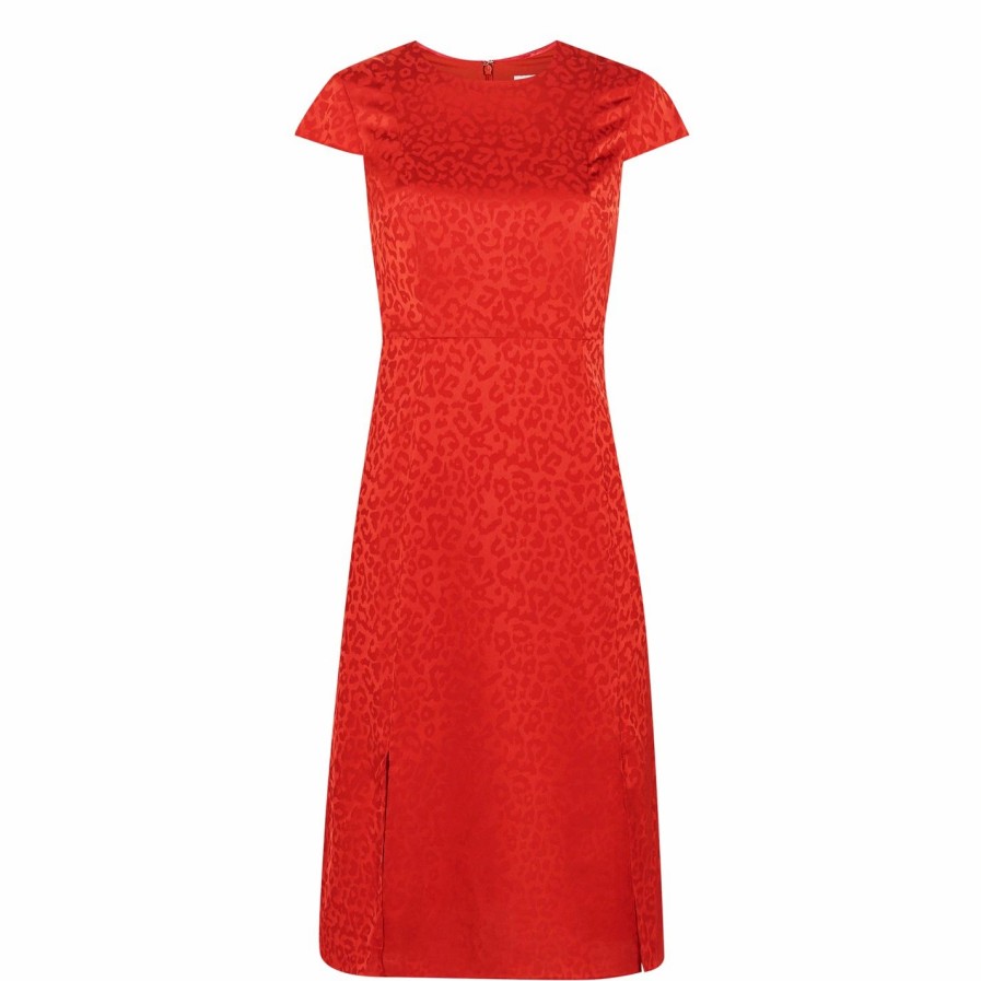 Women Ted Baker | Ted Baker Bellina Midi Dress For Dresses Colour Dark Orange