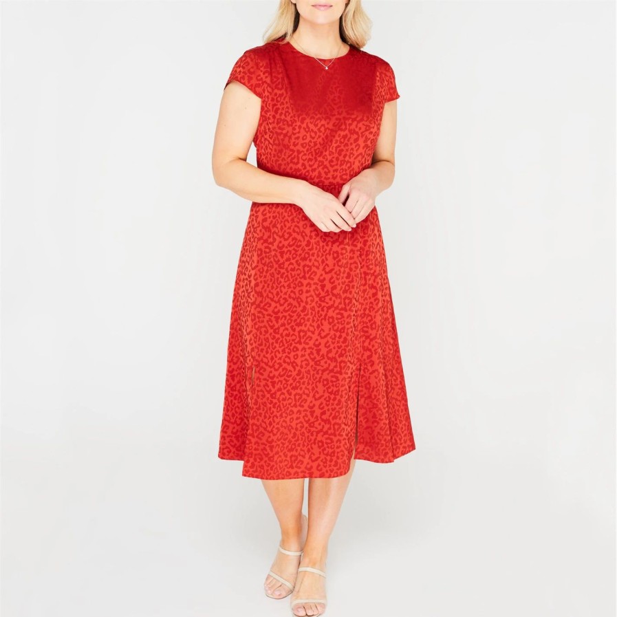 Women Ted Baker | Ted Baker Bellina Midi Dress For Dresses Colour Dark Orange