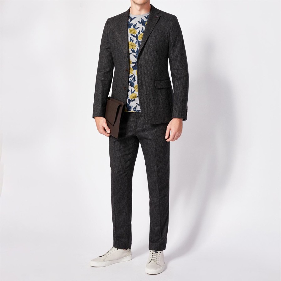 Men Ted Baker | Ted Baker Glen Wool Trousers For Trousers & Chinos Colour Charcoal