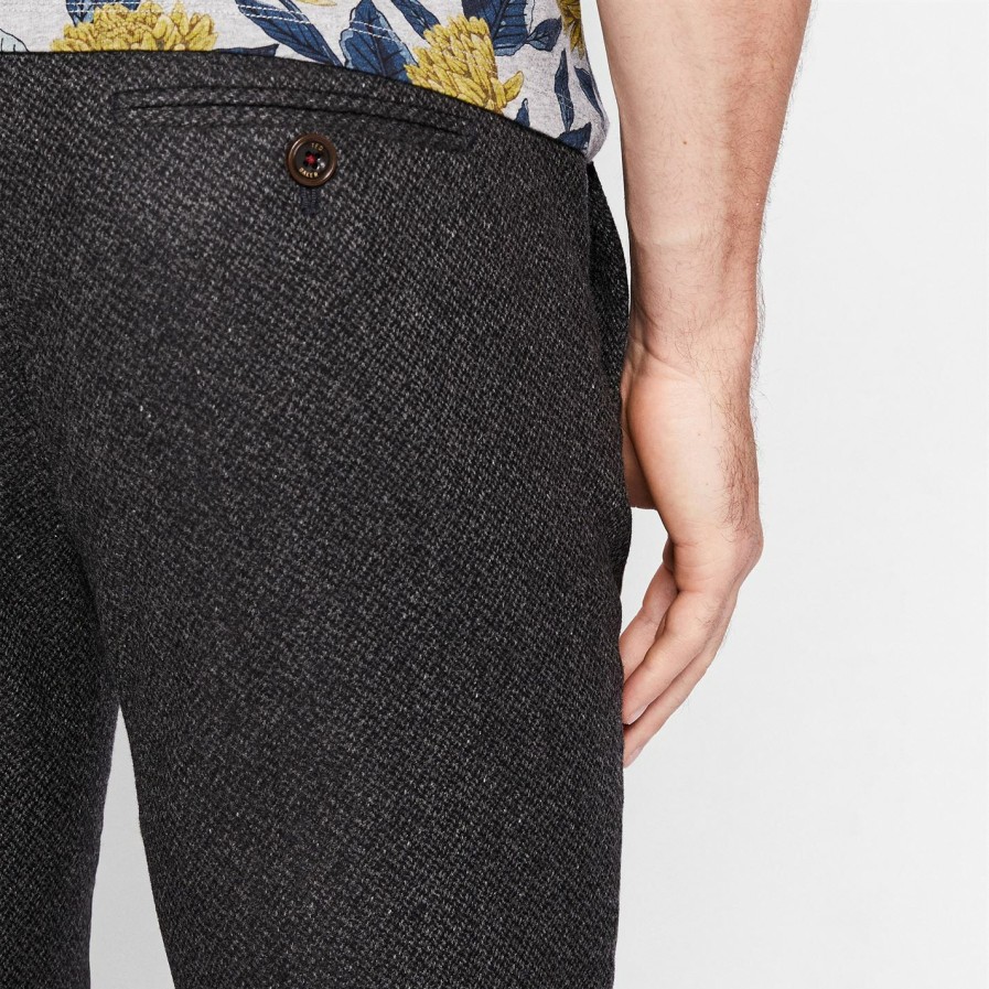 Men Ted Baker | Ted Baker Glen Wool Trousers For Trousers & Chinos Colour Charcoal