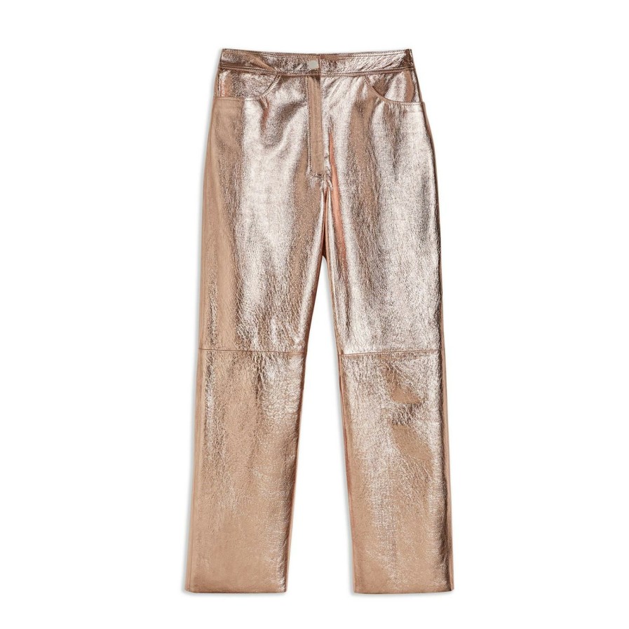 Women Ted Baker | Ted Baker Ailsaa Metallic Flared Trousers For Trousers Colour Pink