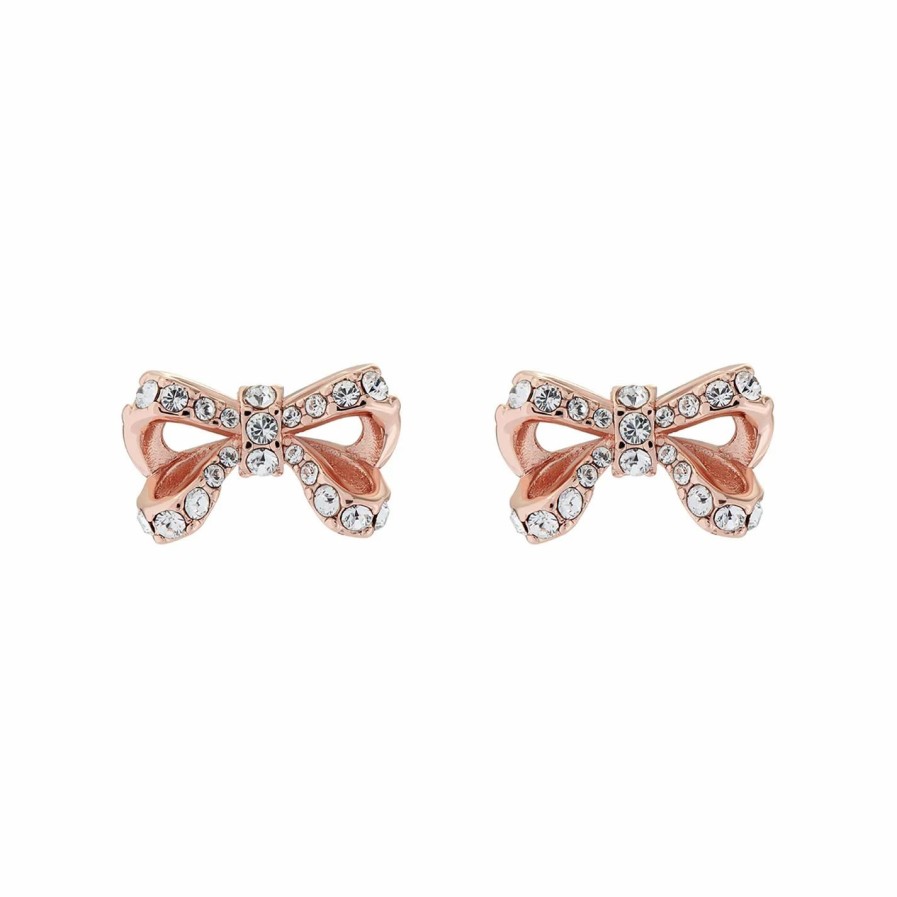 Accessories Ted Baker | Ted Baker Callay Crystal Petite Bow Stud Earrings For Earrings Colour Rose Gold