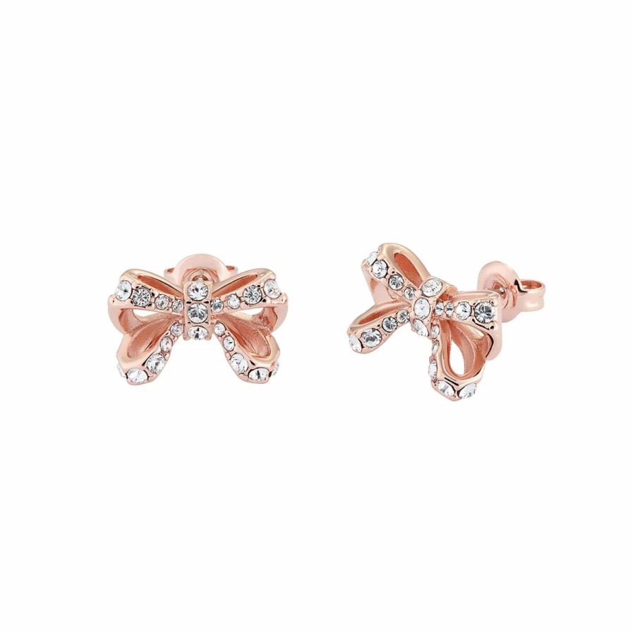 Accessories Ted Baker | Ted Baker Callay Crystal Petite Bow Stud Earrings For Earrings Colour Rose Gold