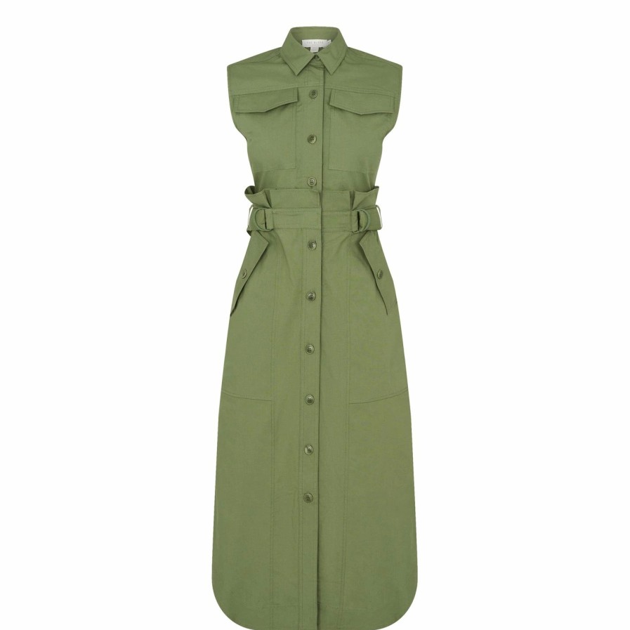 Women Ted Baker | Ted Baker Zamya Utility Dress For Dresses Colour Khaki