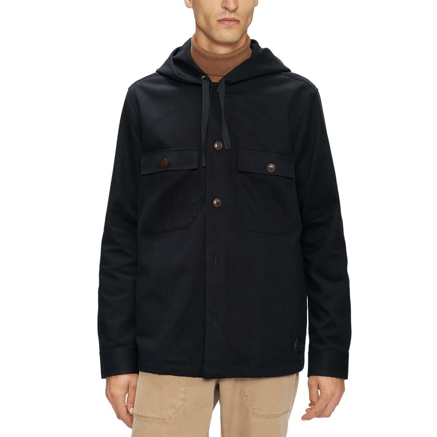 Men Ted Baker | Ted Baker Marking Shacket For Big & Tall Coats & Jackets Colour Navy