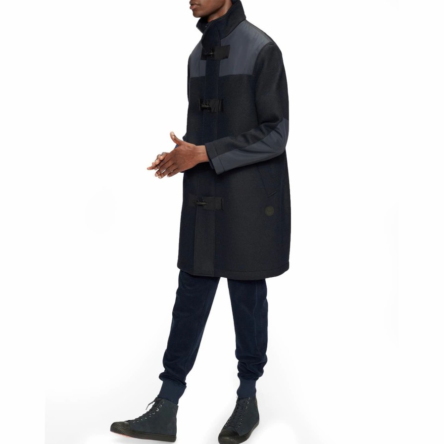 Men Ted Baker | Ted Baker Lens Duffle Coat For Big & Tall Coats & Jackets Colour Navy