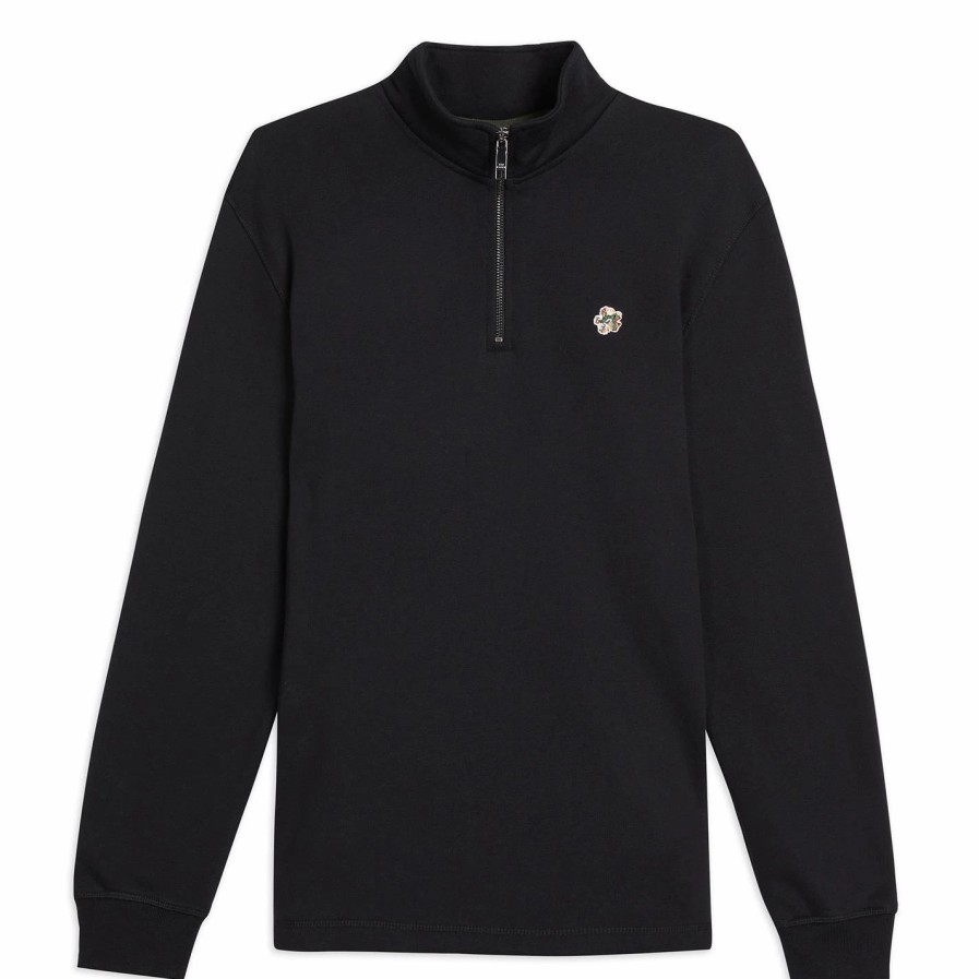 Men Ted Baker | Ted Baker Ted Baker Kilbern Quarter Zip Sweater For Big & Tall Knitwear Colour Black