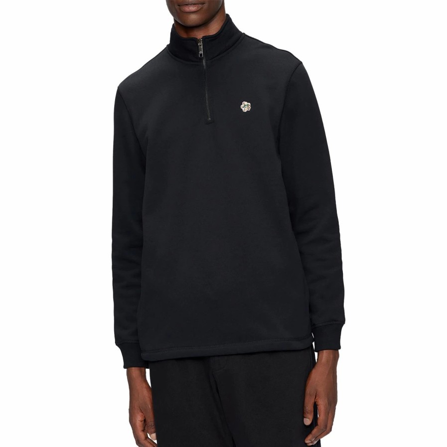 Men Ted Baker | Ted Baker Ted Baker Kilbern Quarter Zip Sweater For Big & Tall Knitwear Colour Black