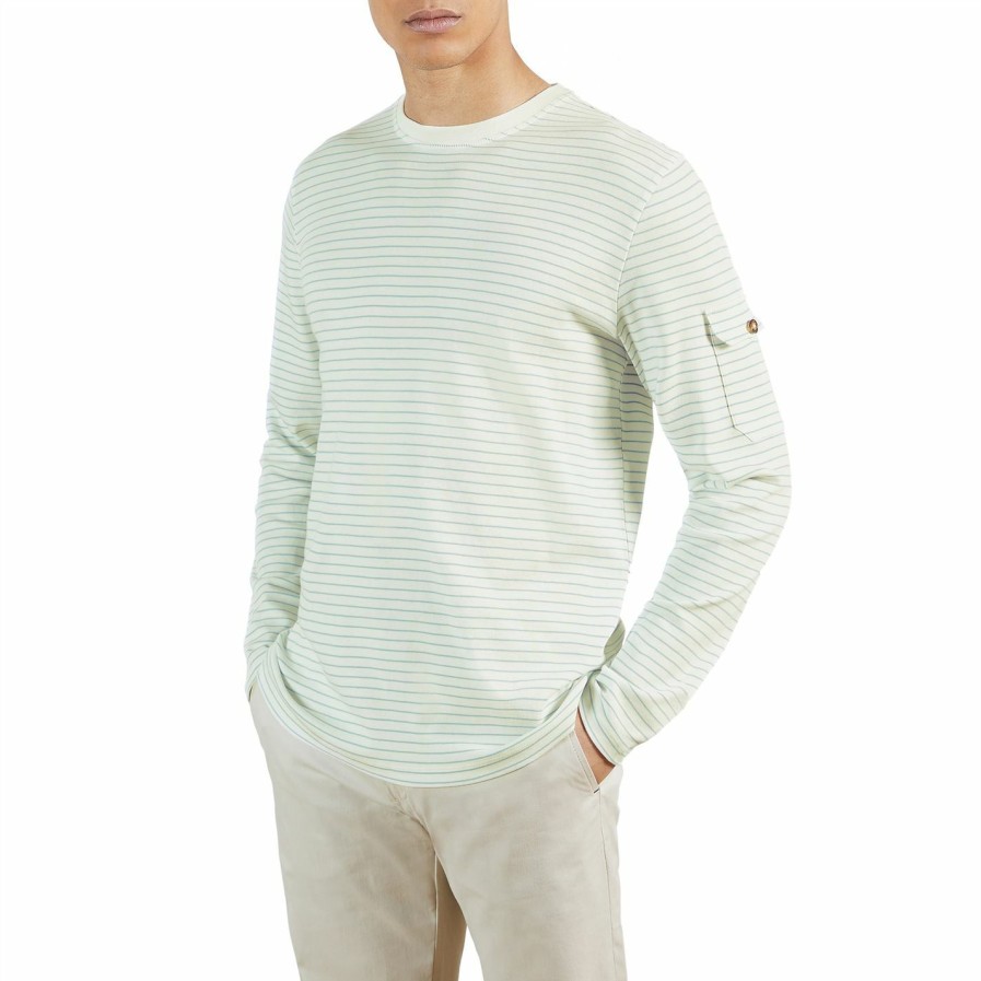 Men Ted Baker | Ted Baker Ted Baker Melted Long Sleeve Tee For T-Shirts Colour White