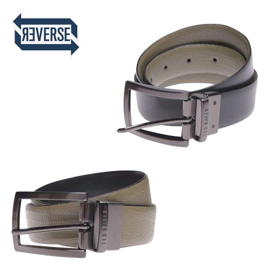 Accessories Ted Baker | Ted Baker Ronni Reversible Belt For Men'S Belts Colour Olive