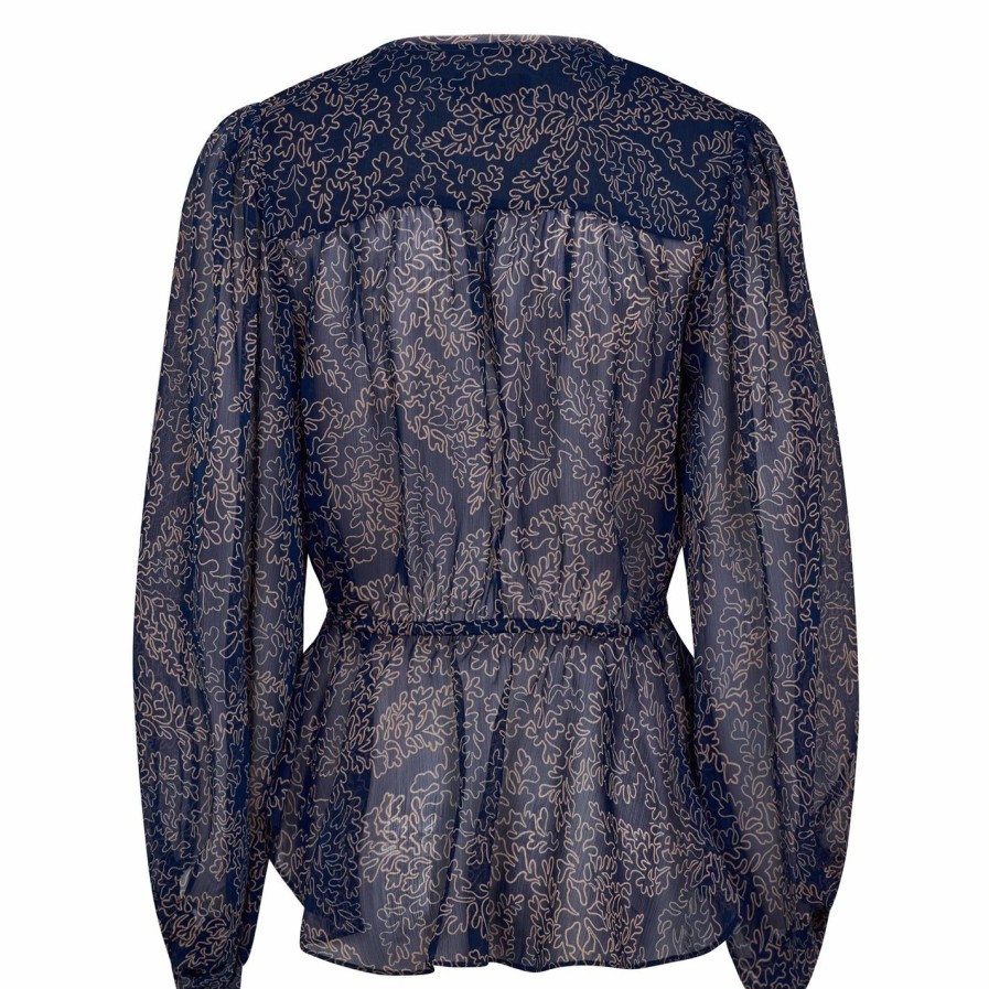 Women Ted Baker | Ted Baker Mildrid Tie Blouse For Blouses & Shirts Colour Dk-Navy