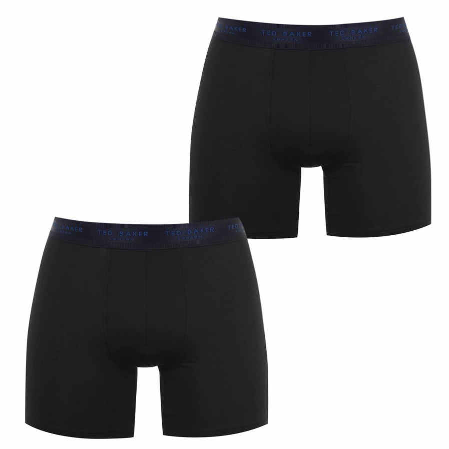 Men Ted Baker | Ted Baker 2 Pack Modal Boxers For Underwear Colour Black Bk1001