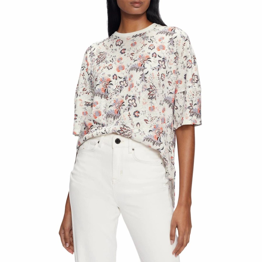 Women Ted Baker | Ted Baker Reihel Linen T Shirt For Tops Colour White