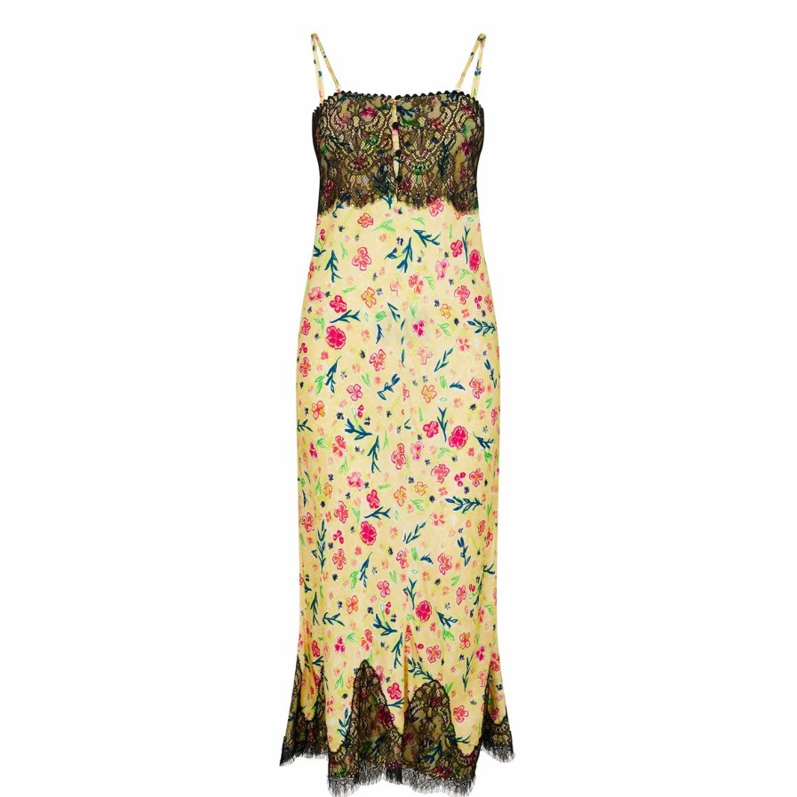 Women Ted Baker | Ted Baker Sassino Slip Dress For Wedding Guest Dresses Colour Yellow