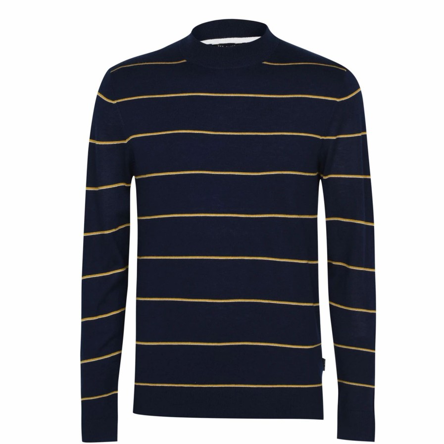 Men Ted Baker | Ted Baker Nocal Jumper For Big & Tall Knitwear Colour Navy