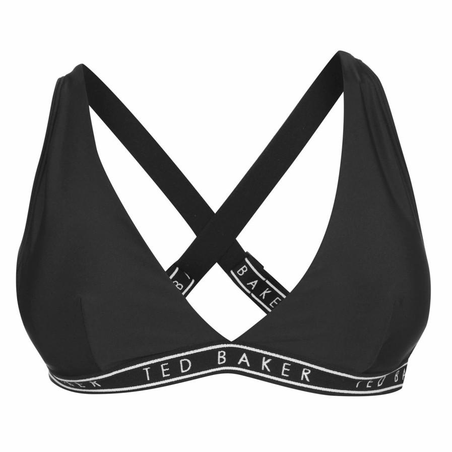 Women Ted Baker | Ted Baker Logo Triangle Top For Bikinis Colour Black