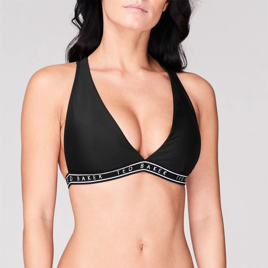 Women Ted Baker | Ted Baker Logo Triangle Top For Bikinis Colour Black