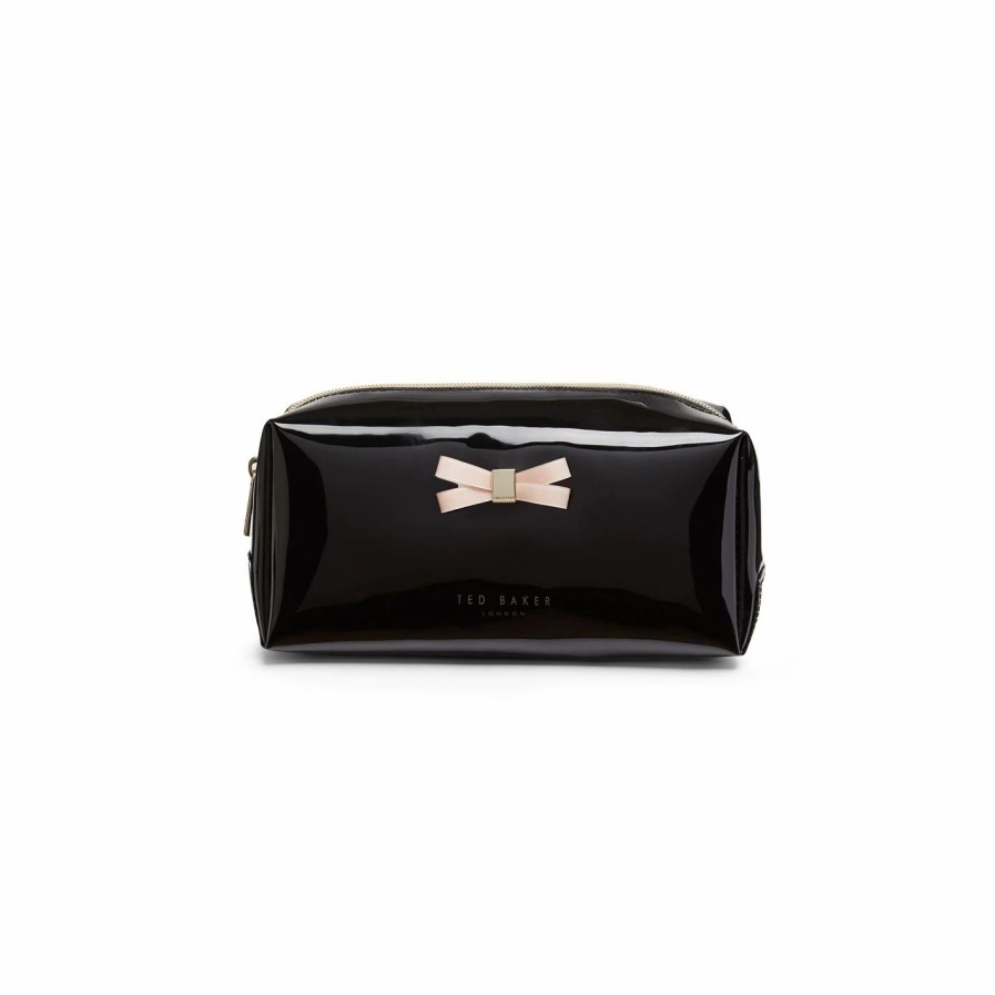 Bags & Luggage Ted Baker | Ted Baker Eulali Bow Detail Make Up Bag For Makeup Cases & Washbags Colour Black