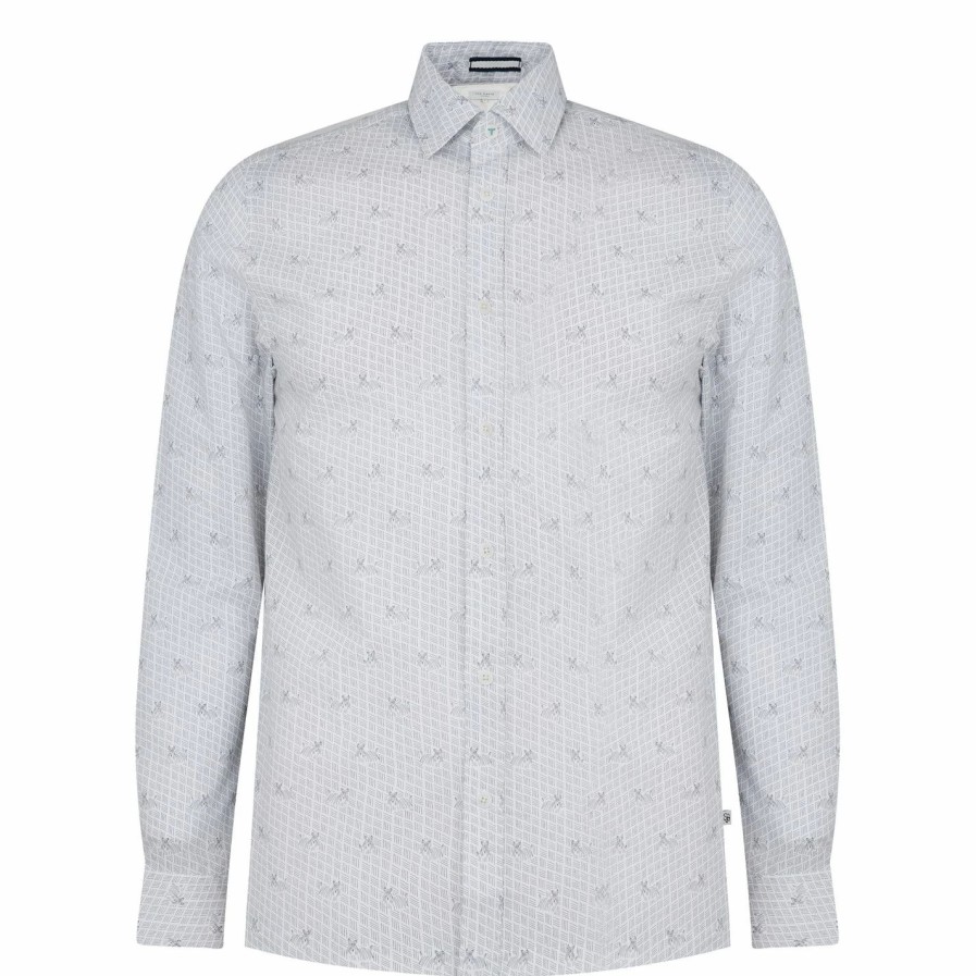 Men Ted Baker | Ted Baker Mervil Shirt For Casual Shirts Colour White