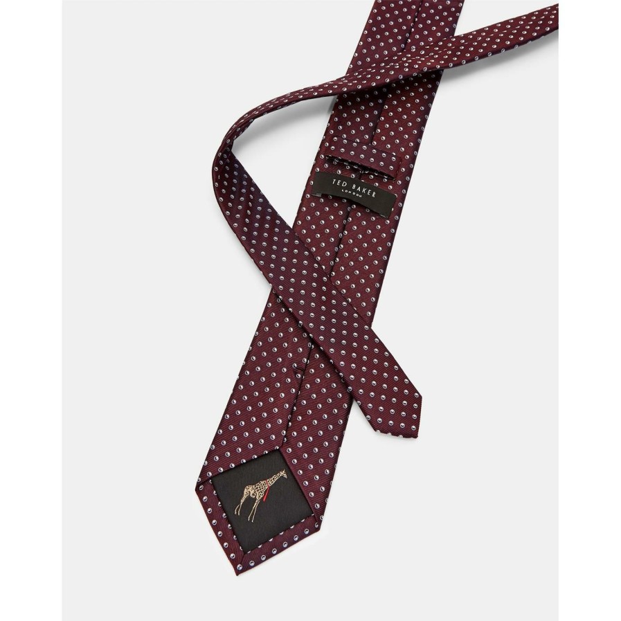 Accessories Ted Baker | Ted Baker Ted Baker Cheque Silk Tie Mens For Ties Colour Dark Red