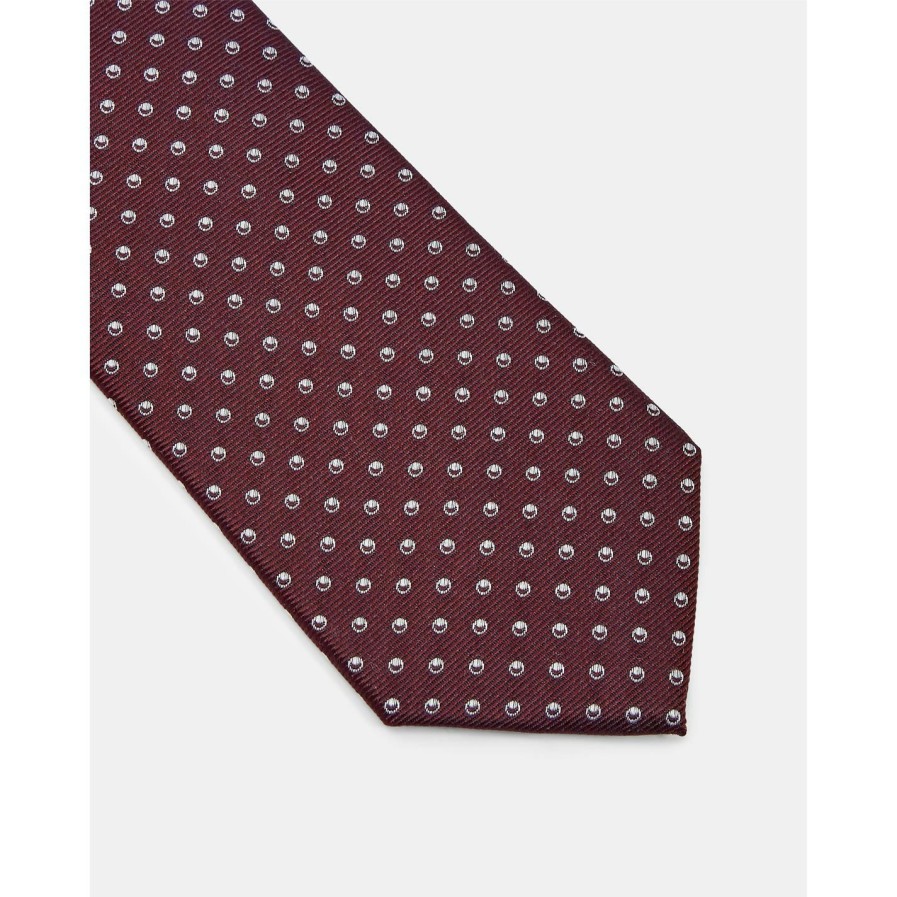 Accessories Ted Baker | Ted Baker Ted Baker Cheque Silk Tie Mens For Ties Colour Dark Red