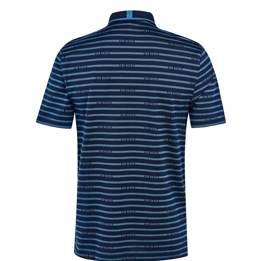 Men Ted Baker | Ted Baker Tildarg Stripe Polo For Polo Shirts Colour Navy