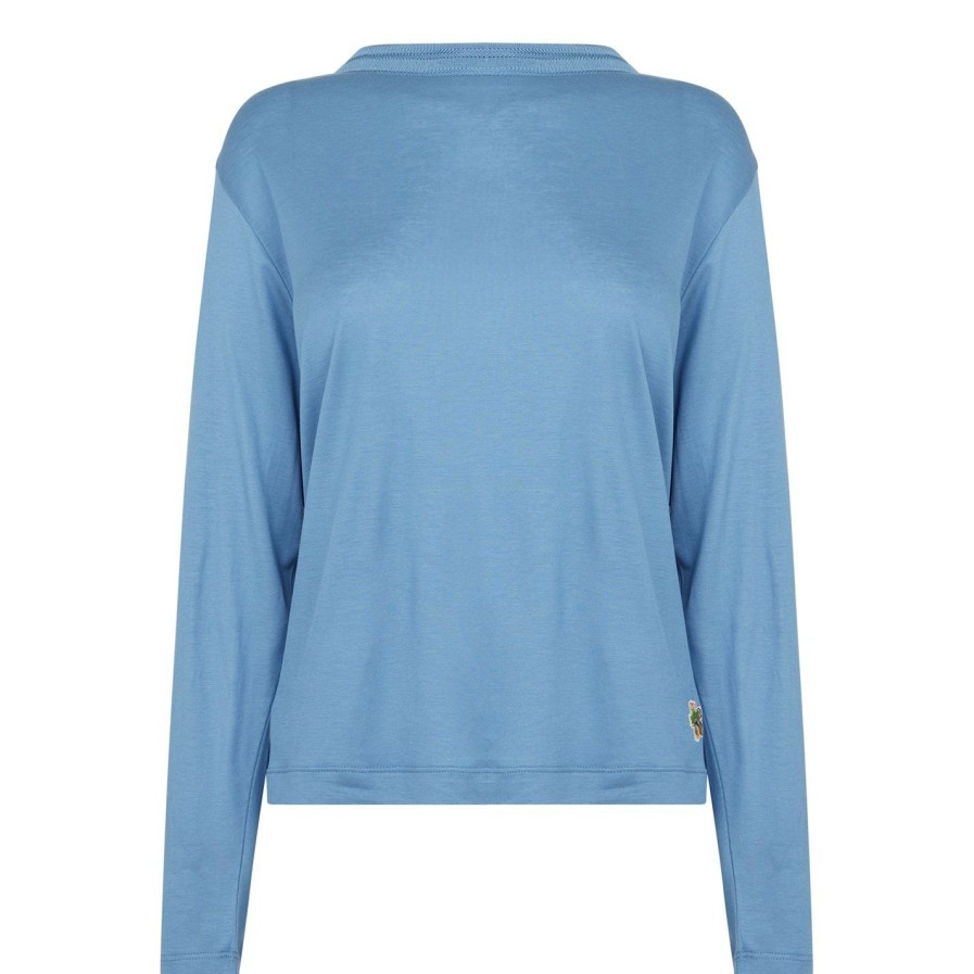 Women Ted Baker | Ted Baker Summyr Slash Neck Top For Tops Colour Mid Blue