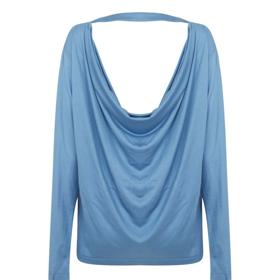 Women Ted Baker | Ted Baker Summyr Slash Neck Top For Tops Colour Mid Blue