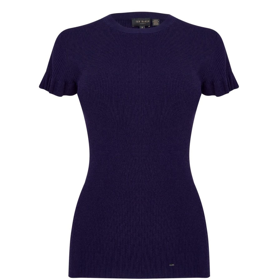 Women Ted Baker | Ted Baker Tashhaa Knitwear For Tops Colour Navy