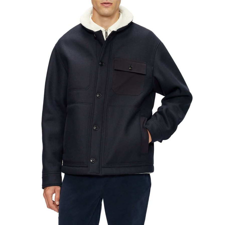 Men Ted Baker | Ted Baker Jansky Wool Jacket For Big & Tall Coats & Jackets Colour Navy