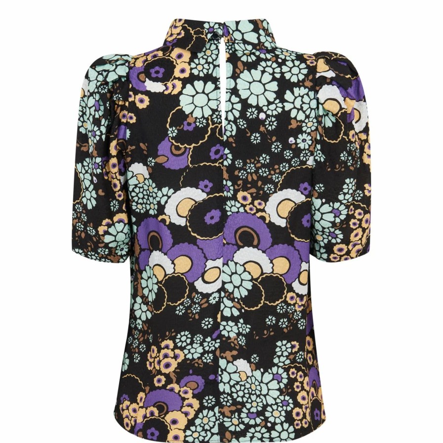 Women Ted Baker | Ted Baker Yvonn Floral Top For Blouses & Shirts Colour Black