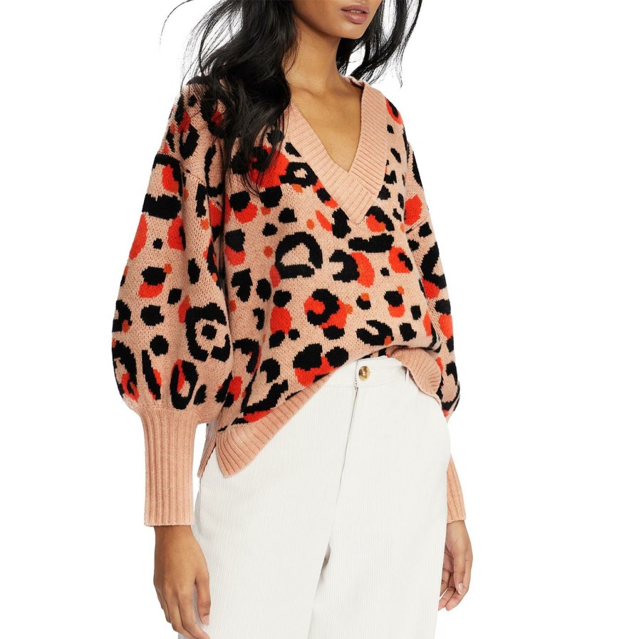 Women Ted Baker | Ted Baker Alicina Animal Jumper For Knitwear Colour Coral