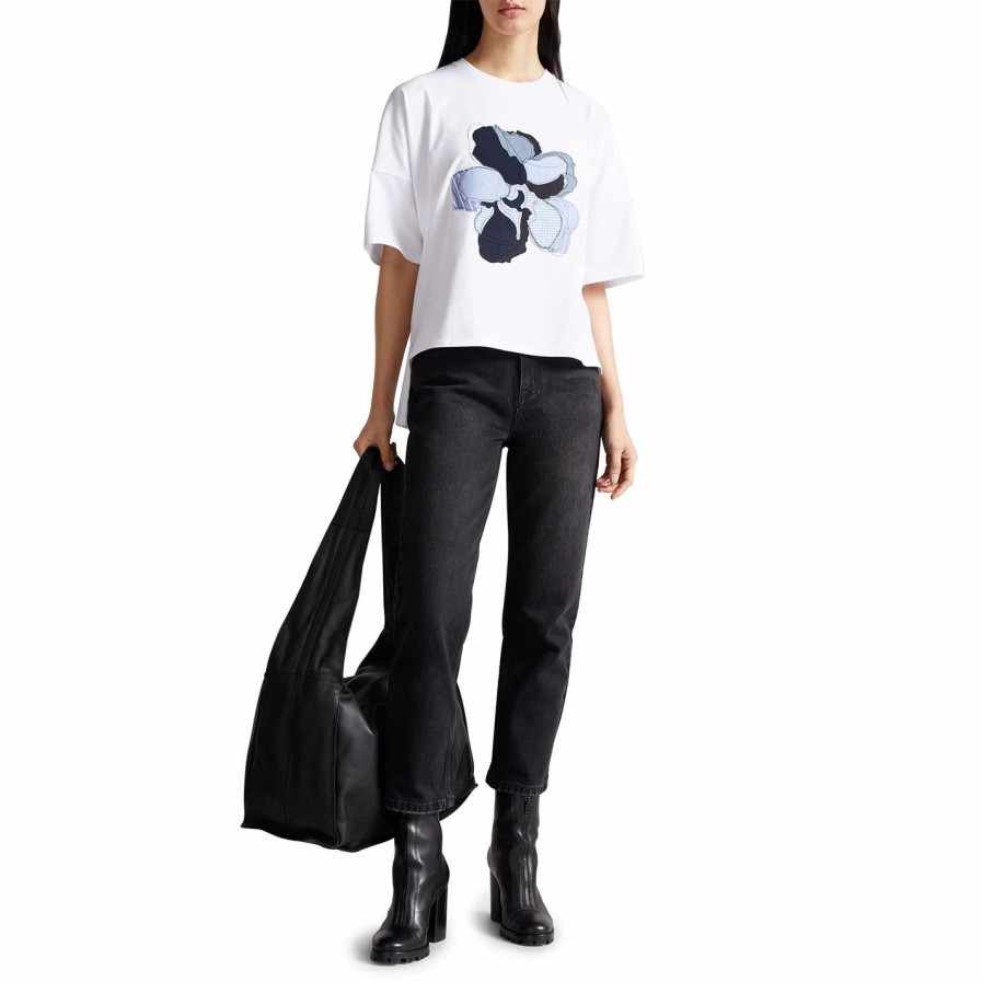 Women Ted Baker | Ted Baker Floriyn T-Shirt For Tops Colour White