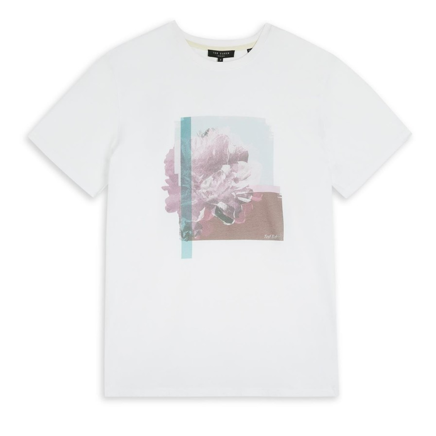 Men Ted Baker | Ted Baker Theship Short Sleeve T Shirt For T-Shirts Colour White