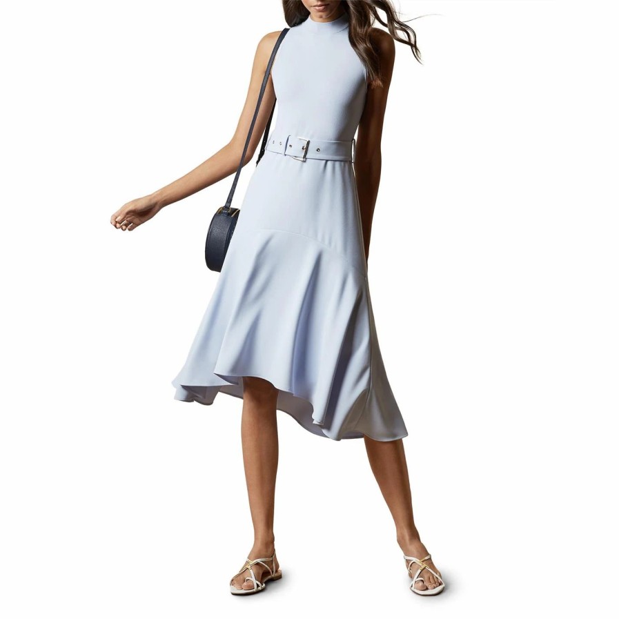 Women Ted Baker | Ted Baker Corvala Midi Dress For Dresses Colour Light Blue