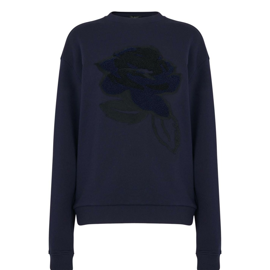 Women Ted Baker | Ted Baker Darsena Sweatshirt For Hoodies And Sweatshirts Colour Navy