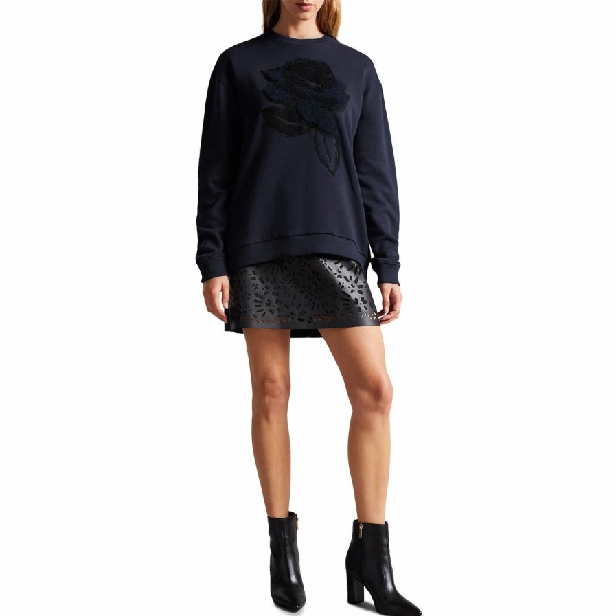 Women Ted Baker | Ted Baker Darsena Sweatshirt For Hoodies And Sweatshirts Colour Navy