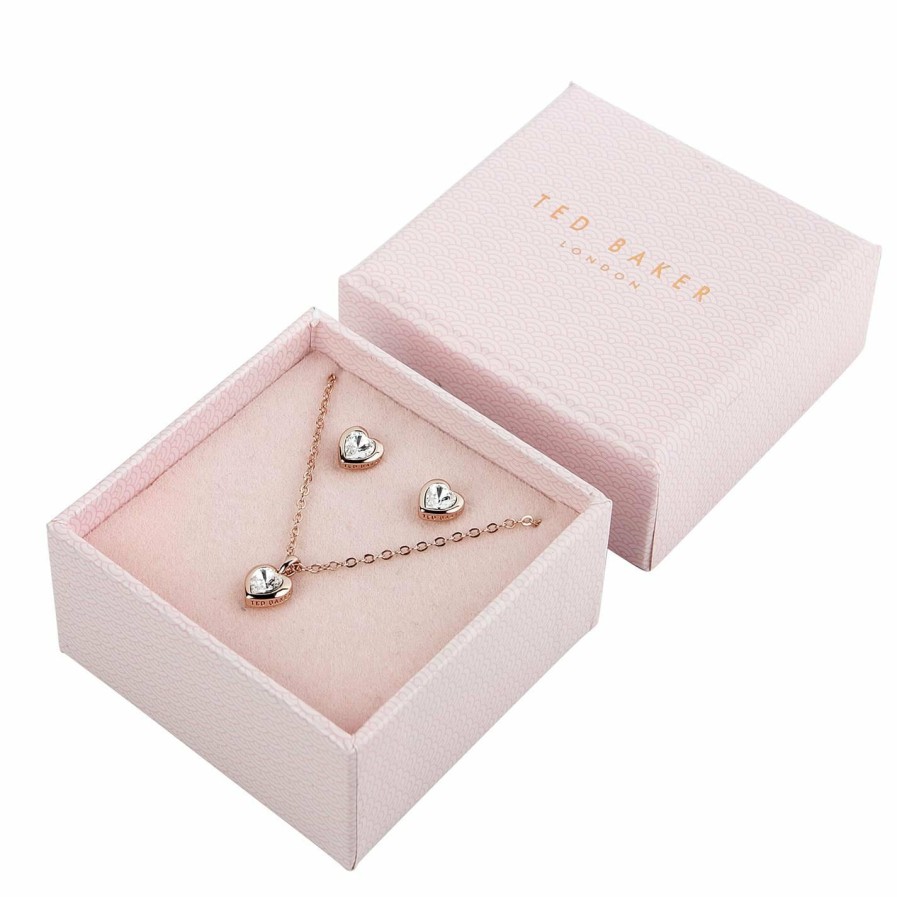 Accessories Ted Baker | Ted Baker Hadeya Crystal Heart Gift Set For Jewellery Sets Colour Rose Gold/ Crystal