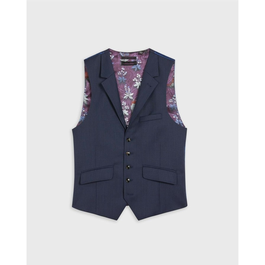 Men Ted Baker | Ted Baker Texon Waistcoat For Big & Tall Waistcoats Colour Blue