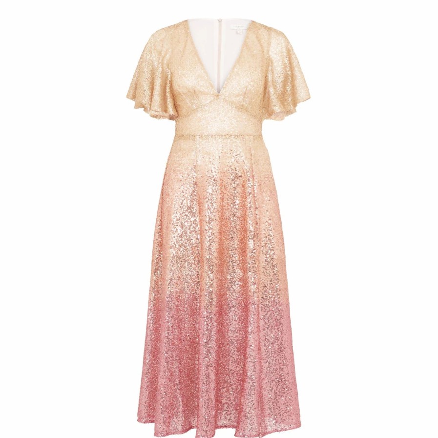 Women Ted Baker | Ted Baker Glitzee Sequin Dress For Dresses Colour Dusky-Pink