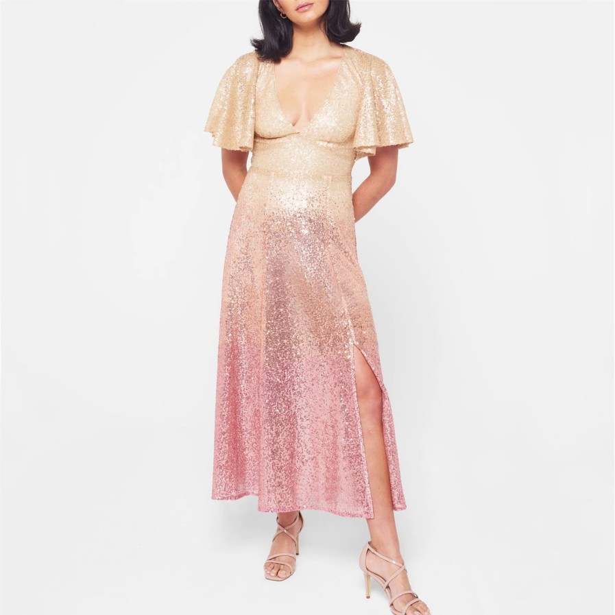 Women Ted Baker | Ted Baker Glitzee Sequin Dress For Dresses Colour Dusky-Pink