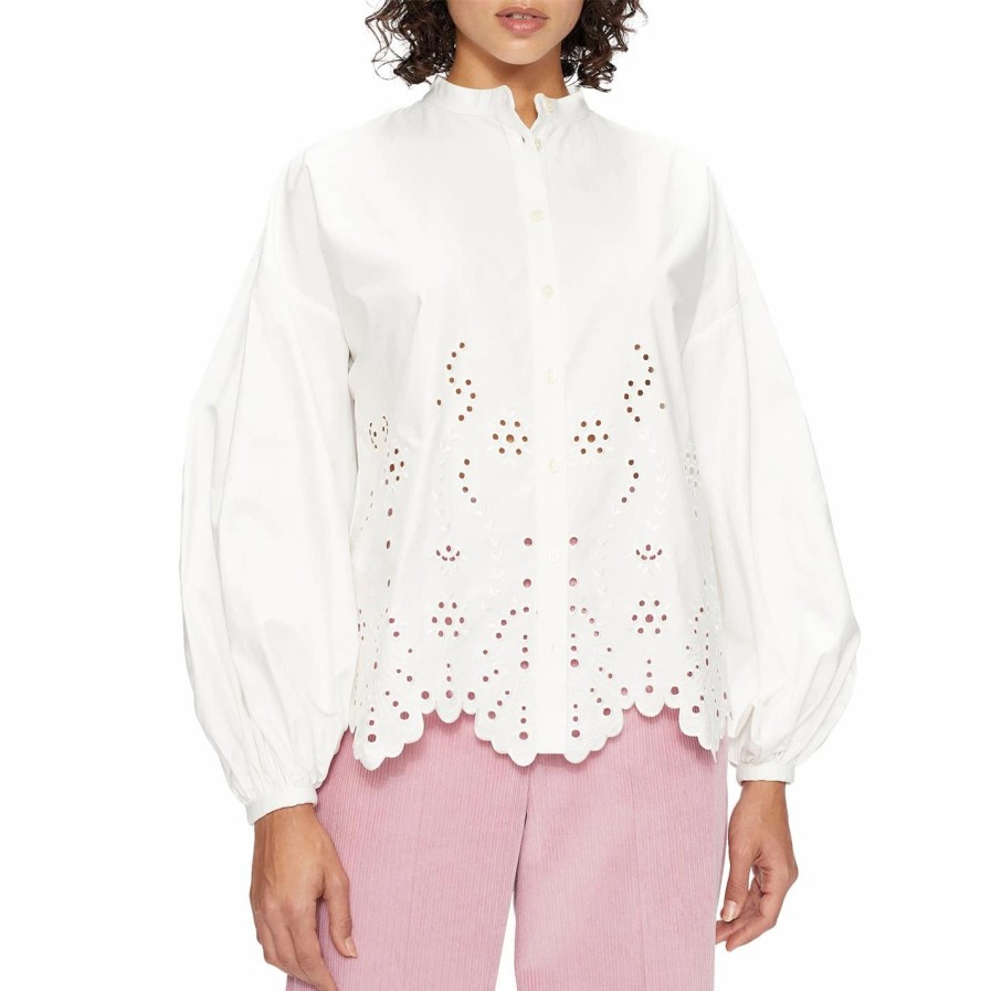 Women Ted Baker | Ted Baker Itala Cut Out Blouse For Blouses & Shirts Colour White