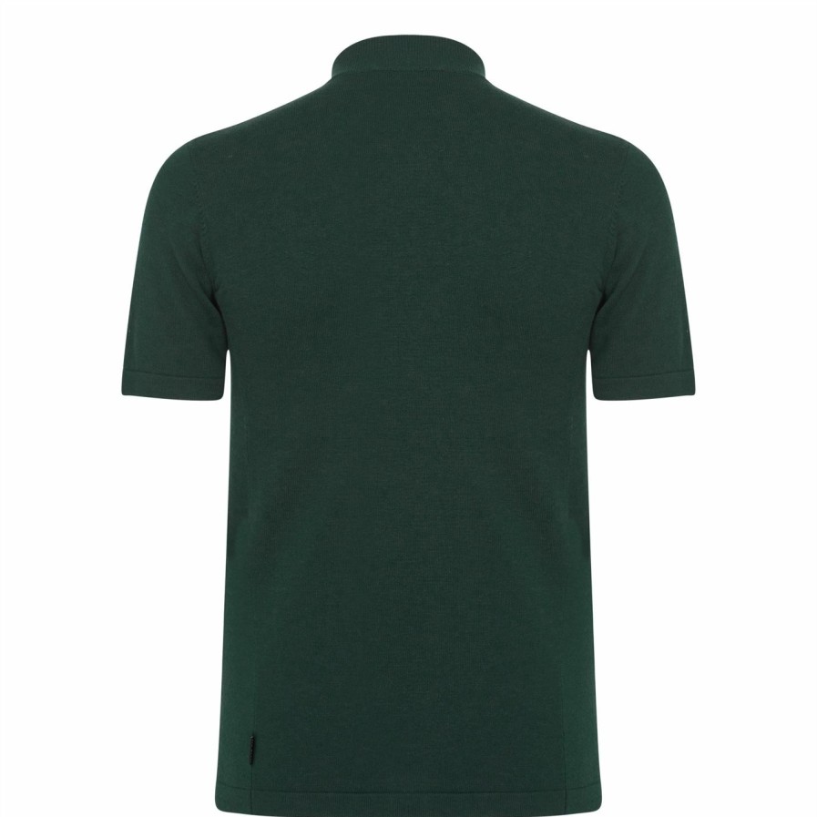 Women Ted Baker | Ted Baker Kushon Knit Polo Top For Knitwear Colour Dark Green