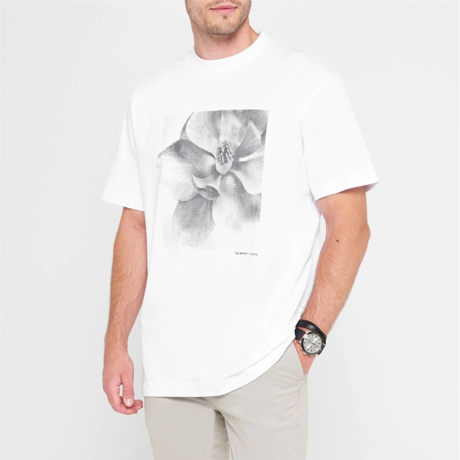 Men Ted Baker | Ted Baker Hutton T Shirt For T-Shirts Colour White