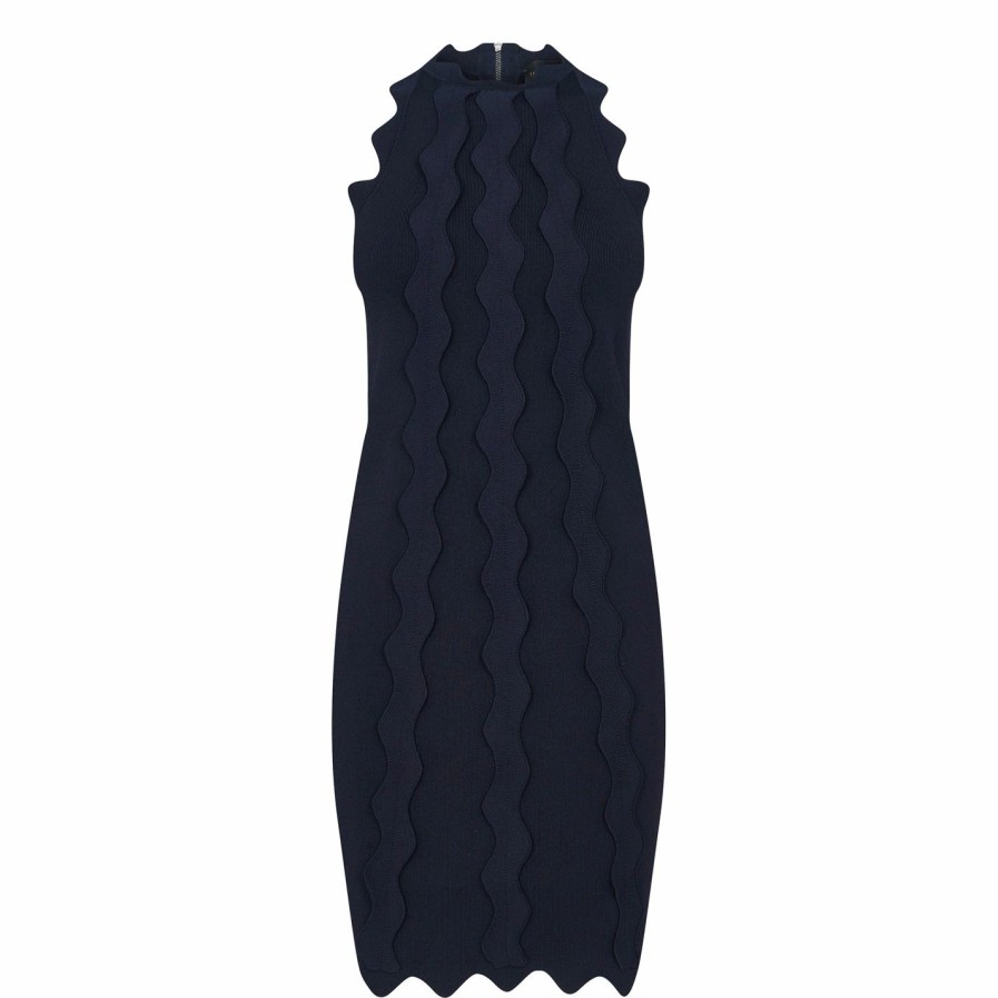 Women Ted Baker | Ted Baker Rianri Knit Dress For Wedding Guest Dresses Colour Navy